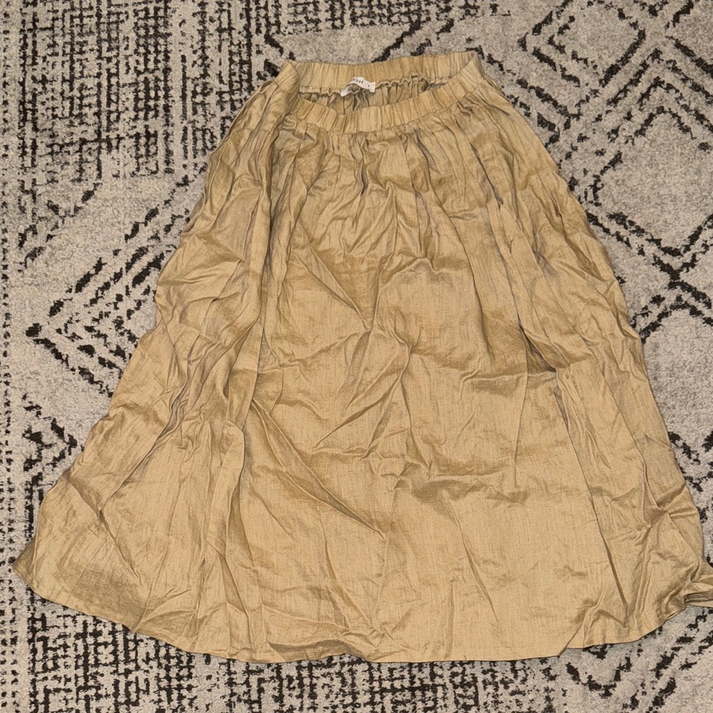 Chic Tan A-Line Linen Women's Skirt